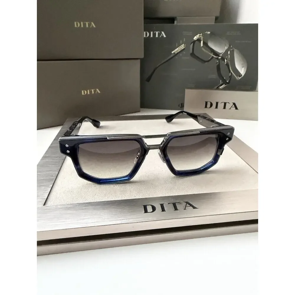 DITA MACH NINE DTS 478 03 Blue Swirl - Antique Silver Grey Sunglasses AUTHENTIC